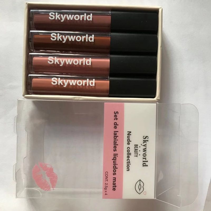 Huda Gleiche 4-stück Farbe Skywor 4-farbe Flüssigen Lippenstift Naked Lip Glaze Set Schönheit Make-Up_voghion.com