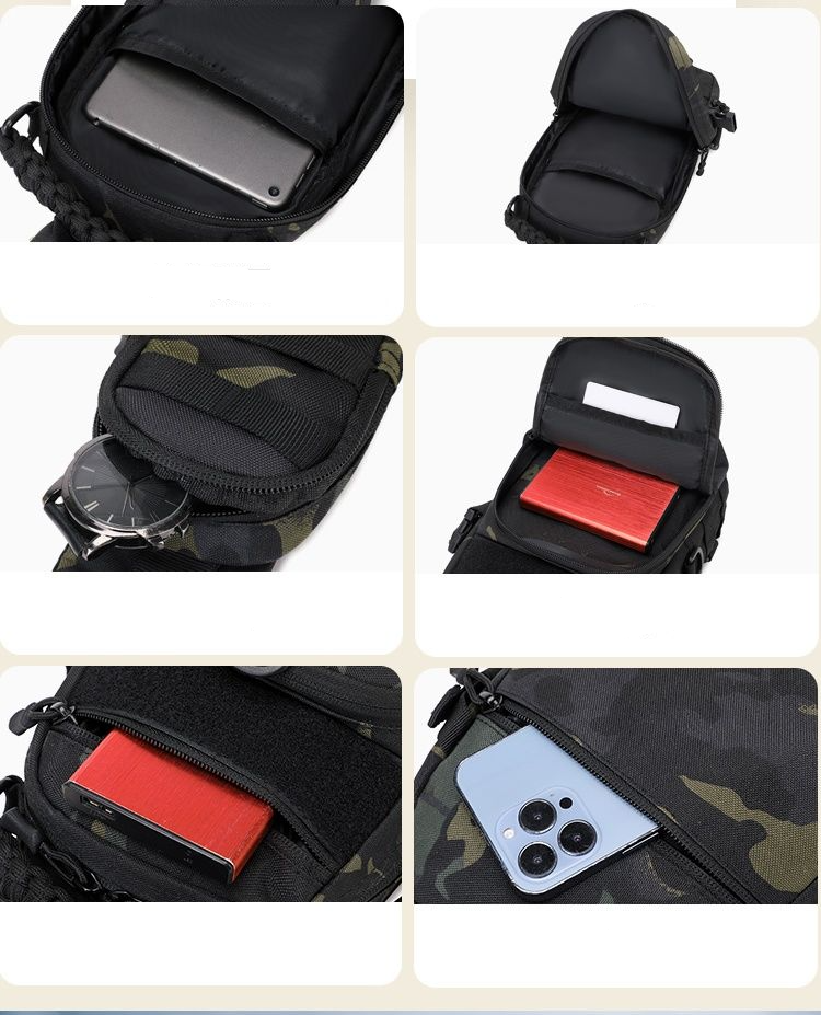Bolsa de pecho táctica multifuncional para exteriores, mochila individual para hombre con diseño de camuflaje cruzado en diagonal, para deportes, viajes y senderismo._voghion.com