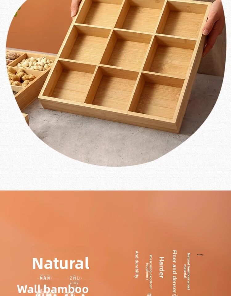 Vassoio per frutta secca in bambù ecologico, in legno Wai Loo Jiugongge, per piatti caldi, contorni, tè e snack_voghion.com