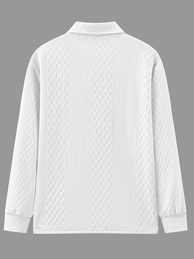 Strukturiertes, einfarbiges, langärmliges Freizeit-Sweatshirt für Herren – Lockere Passform, leicht, vielseitig für Frühling und Herbst (Weiß, Dunkelgrau, Schwarz, Khaki)_voghion.com