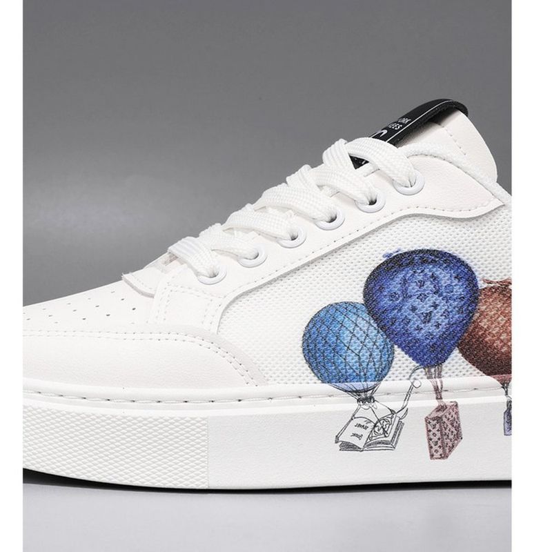 New white canvas printed pattern fashionable casual shoes_voghion.com