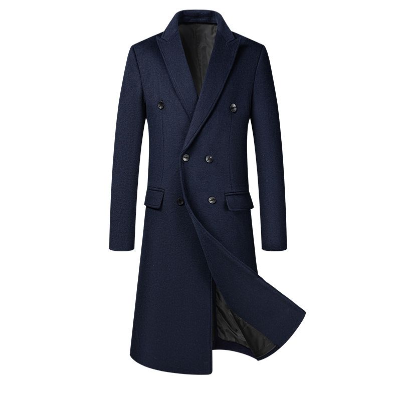 Langer Wollmantel für Herren – Zweireihiger, knielanger Wintermantel (30–50 % Wollmischung) – Britisch inspirierter Slim Fit für den urbanen Stil_voghion.com