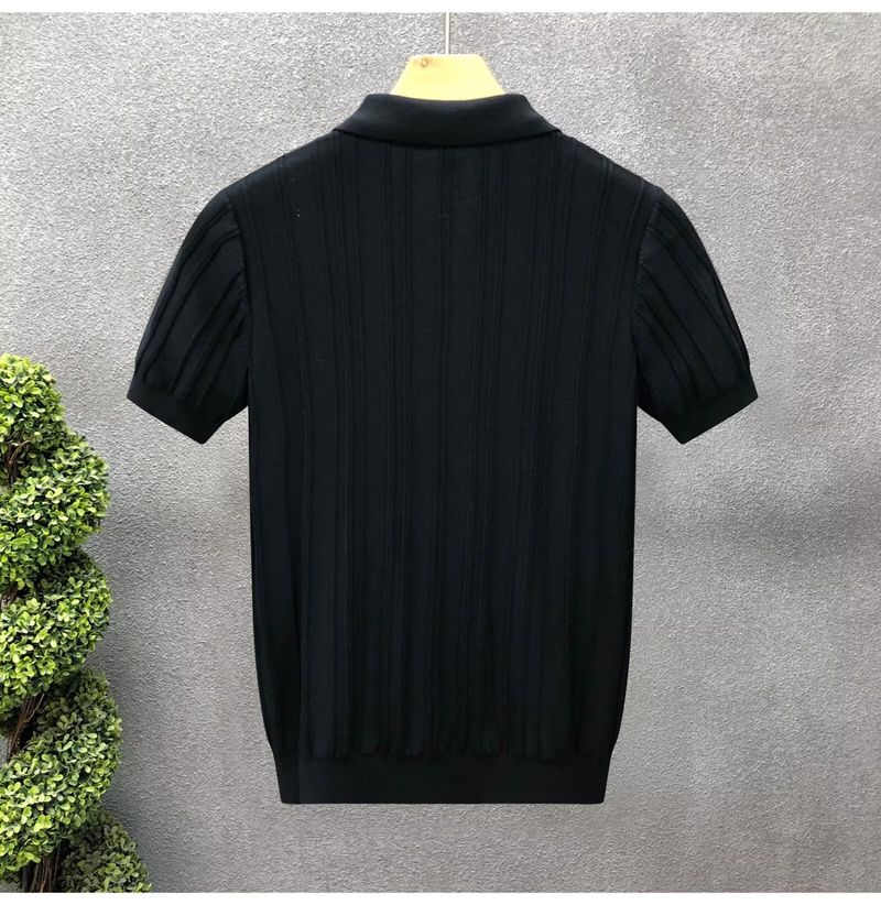 Polo da uomo con mezza cerniera, maglietta a maniche corte con risvolto in maglia, top estivi traspiranti in seta ghiacciata_voghion.com