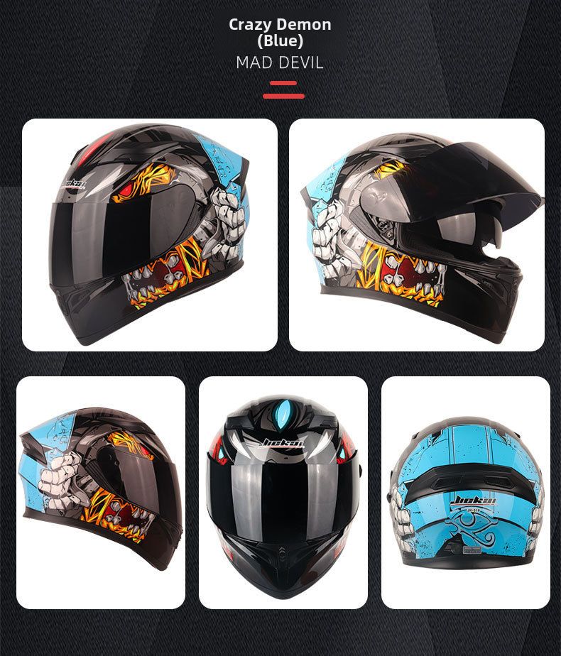 Doppellinsen-Motorradhelm Herren-Trailrunning-Helm Elektrischer Damen-Winter-Vollschutzhut-Integralhelm_voghion.com