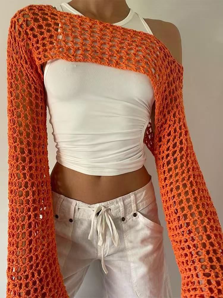 Women's Crochet Knit Top Lace-Up Boho Beach Cover-Up Short Sleeveless Summer Casual Streetwear Fashion_voghion.com