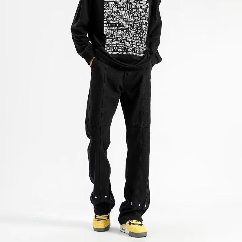 Bitte beachten Sie die Größentabelle! Please refer to the size chart in the picture American haute couture buttoned black jeans Instagram trendy _voghion.com