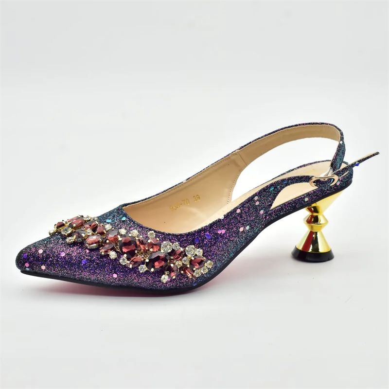 Vintage Diamant-Set klobige Sandalen mit Abendessen Tasche Set Mode Design Strass Abendtasche_voghion.com