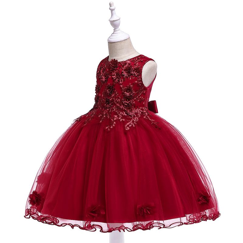 Baby clothes Children's dress three-dimensional flower flower child wedding dress girl dress Peng Peng princess children's dress_voghion.com