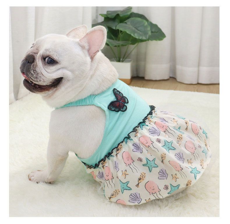 Evcil Hayvan Giysileri Yaz İnce Fransız Köpeği Bulldog Pug Corgi Sevimli Yelek Elbise_voghion.com