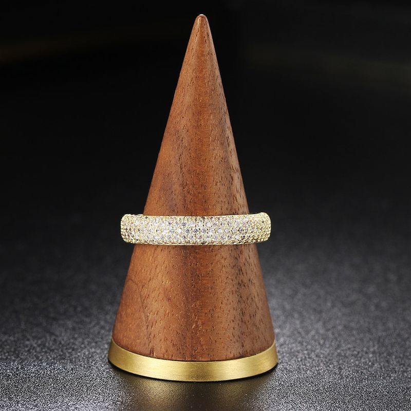 Mode vijf rijen diamanten dames ring in stijl zirkoon micro ingelegde vergulde veelzijdige ring_voghion.com