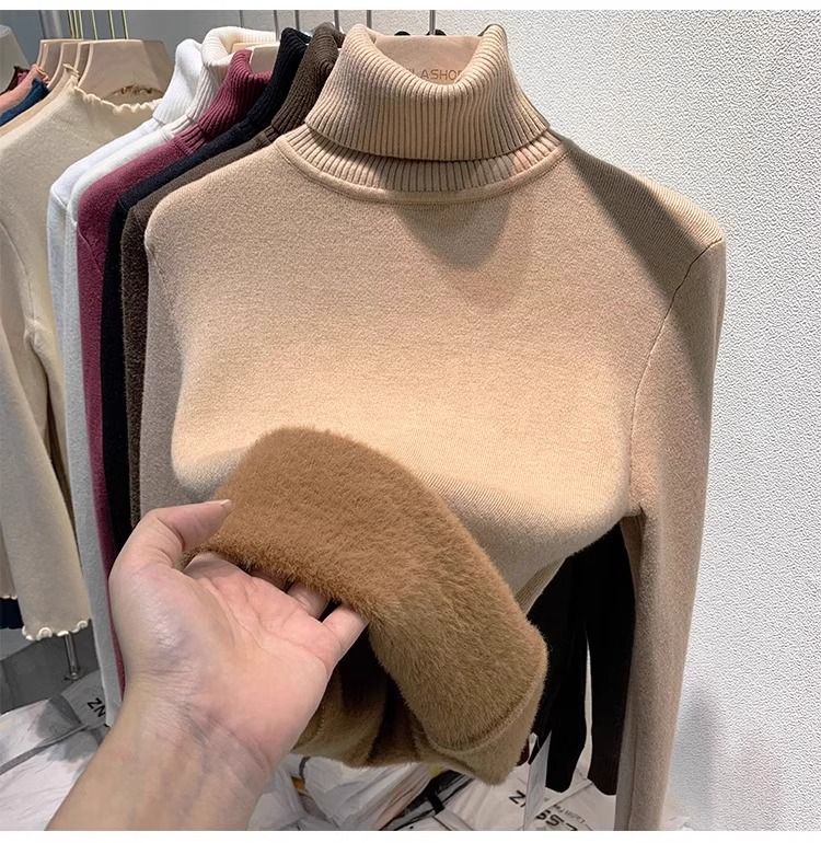 Abbigliamento da donna più velluto e ispessimento autunno e inverno nuovo stile un pezzo visone velluto interno top bottoming camicia per le donne inverno spesso_voghion.com