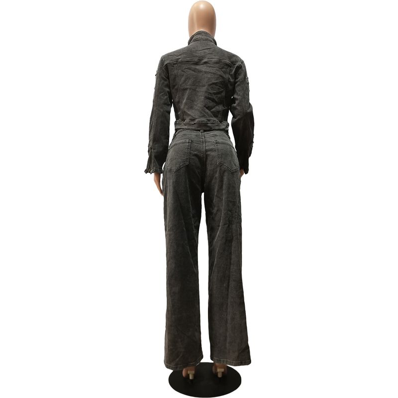 Women's Clothing New Cross Washed And Burned Western Elastic Casual Denim Suit_voghion.com