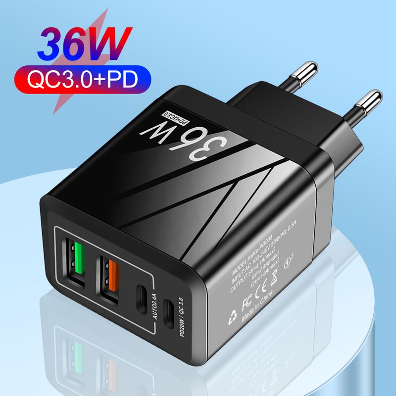 Music Festival 36W LED 20W PD QC3.0+2.4A Type-c 2 USB fast charging mobile phone travel charger_voghion.com