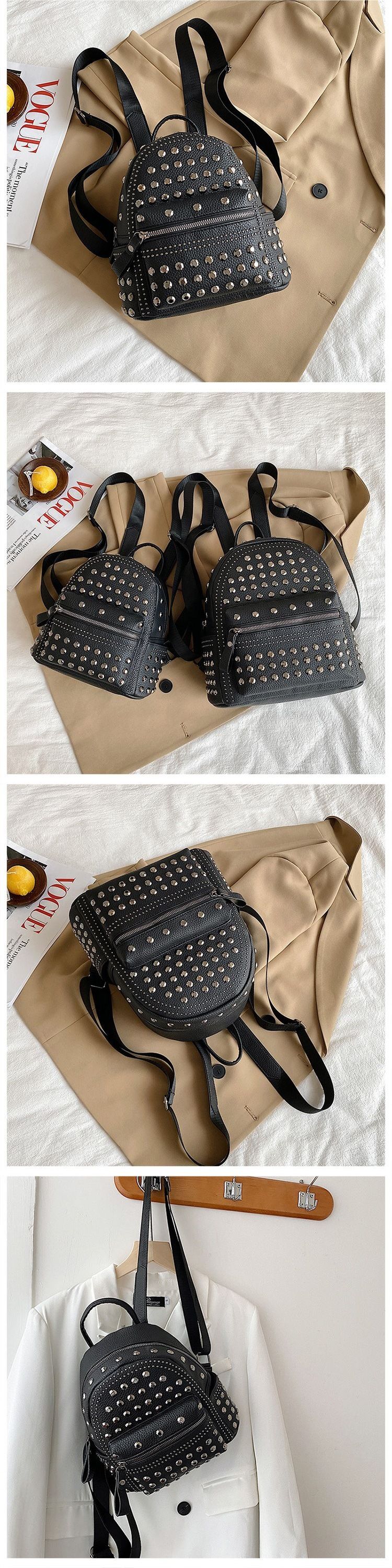 Mochila mini con tachuelas de cristal para mujer Otoño/Invierno 2025 Nueva mochila mini con tachuelas_voghion.com