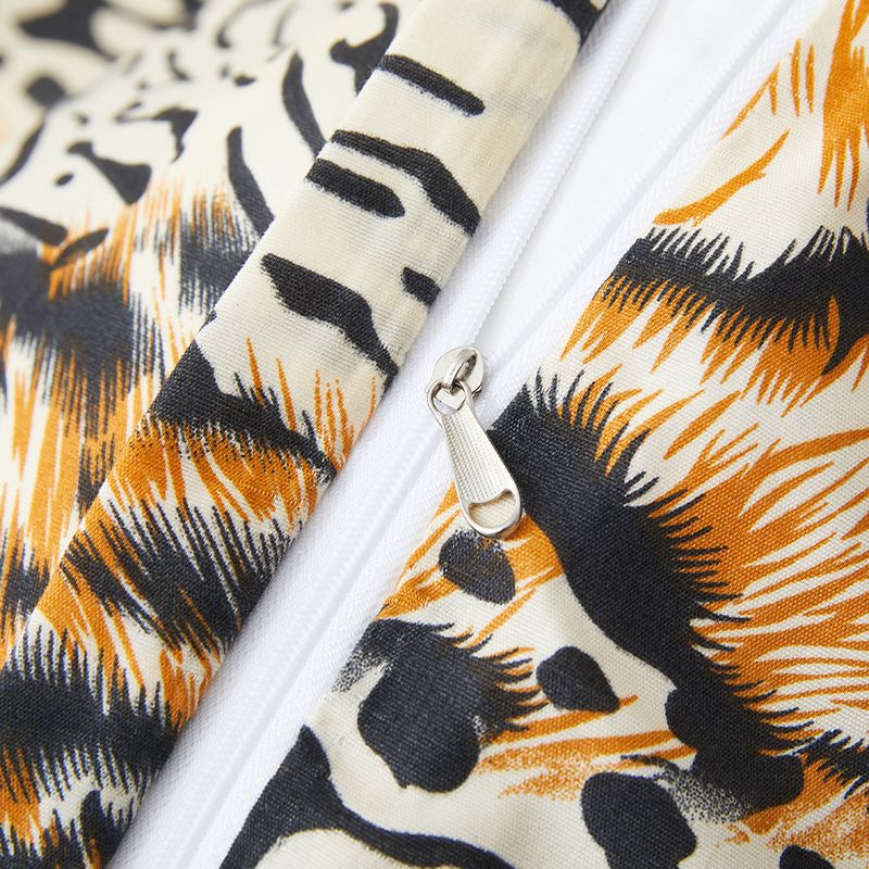 Housse de couette de luxe motif tigre, léopard et girafe, ensemble de literie trois pièces en polyester doux_voghion.com