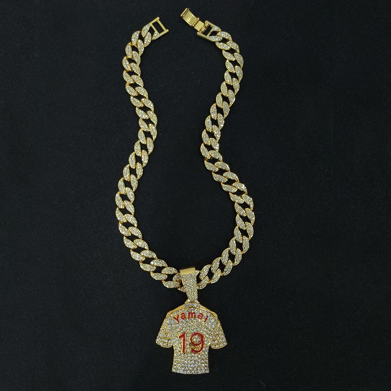 Saipai New Product Full Of Diamond Oil Drop Yamai No.19 Jersey Alloy Pendant Men's Personality Trend Cuban Chain_voghion.com