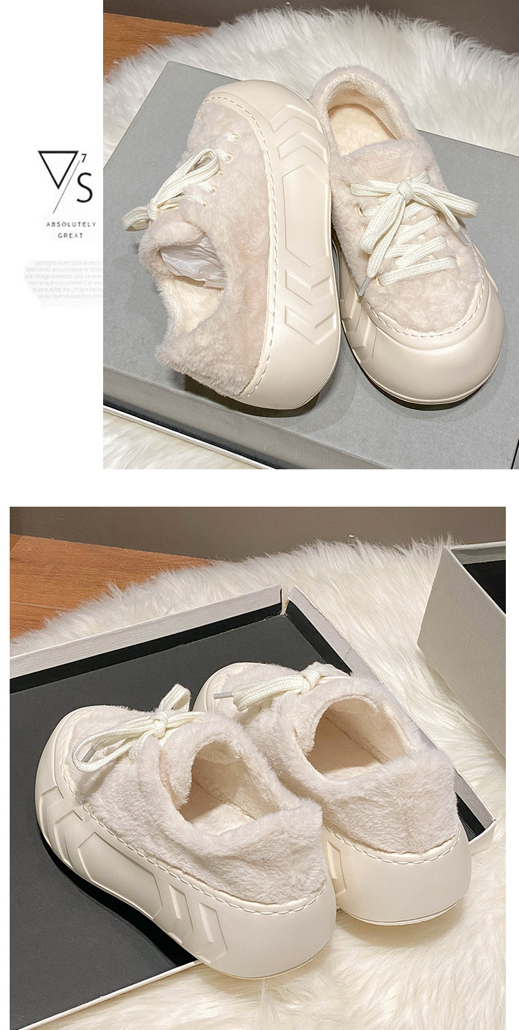 Scarpe da donna per capispalla autunnali e invernali, scarpe di cotone con suola spessa e velluto, scarpe pelose giganti, scarpe con zeppa stringate a punta tonda,_voghion.com