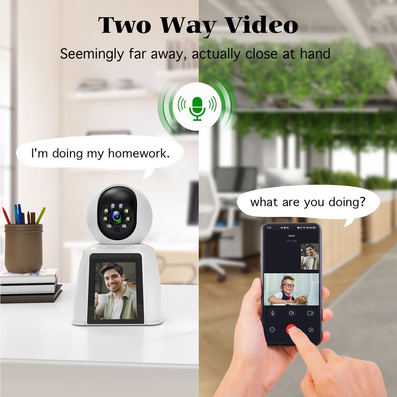 Videocitofono bidirezionale con telecamera - HD 1080p, citofono in tempo reale, avvisi di movimento intelligenti, visione notturna, include monitor da 7"._voghion.com