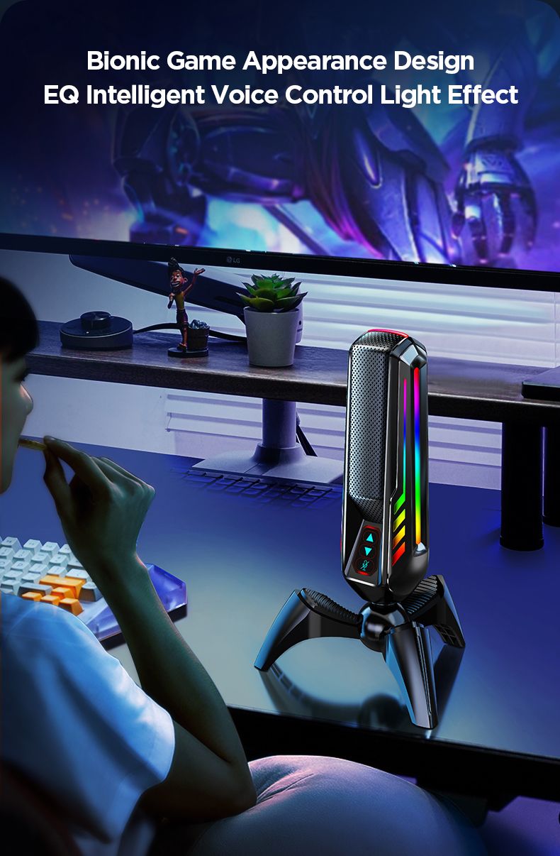HK4 RGB igralni profesionalni kondenzatorski mikrofon za prenose v živo z USB-jem in odpravljanjem šuma, za podcaste, računalniški studijski mikrofon_voghion.com