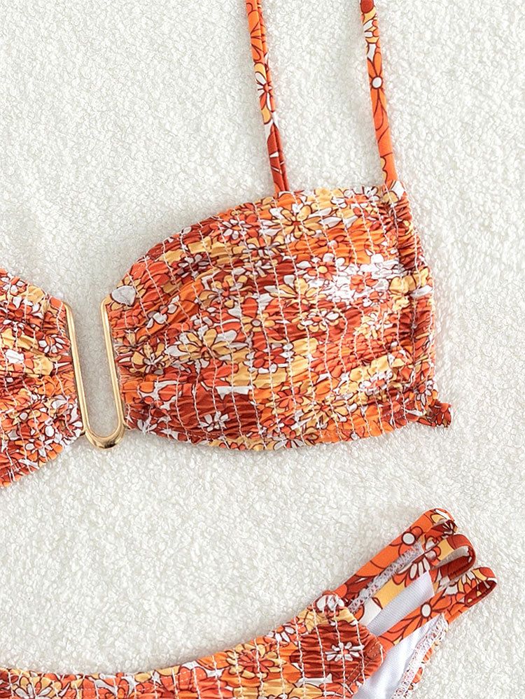 Neu Floral Mode Bikini Badeanzug Europäischen Und Amerikanischen Sexy U Förmigen Dreieck_voghion.com