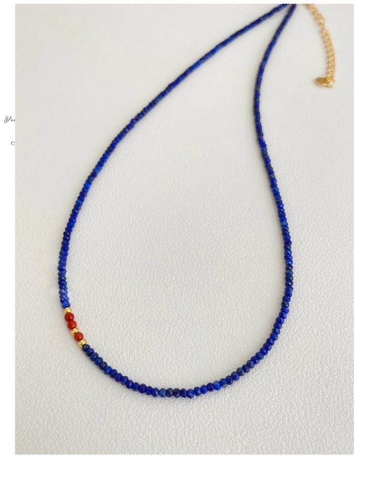 Nuova catena per clavicola in lapislazzuli rosso del sud naturale, ciondolo universale placcato oro con tocco di alta qualità e perlina bianca_voghion.com