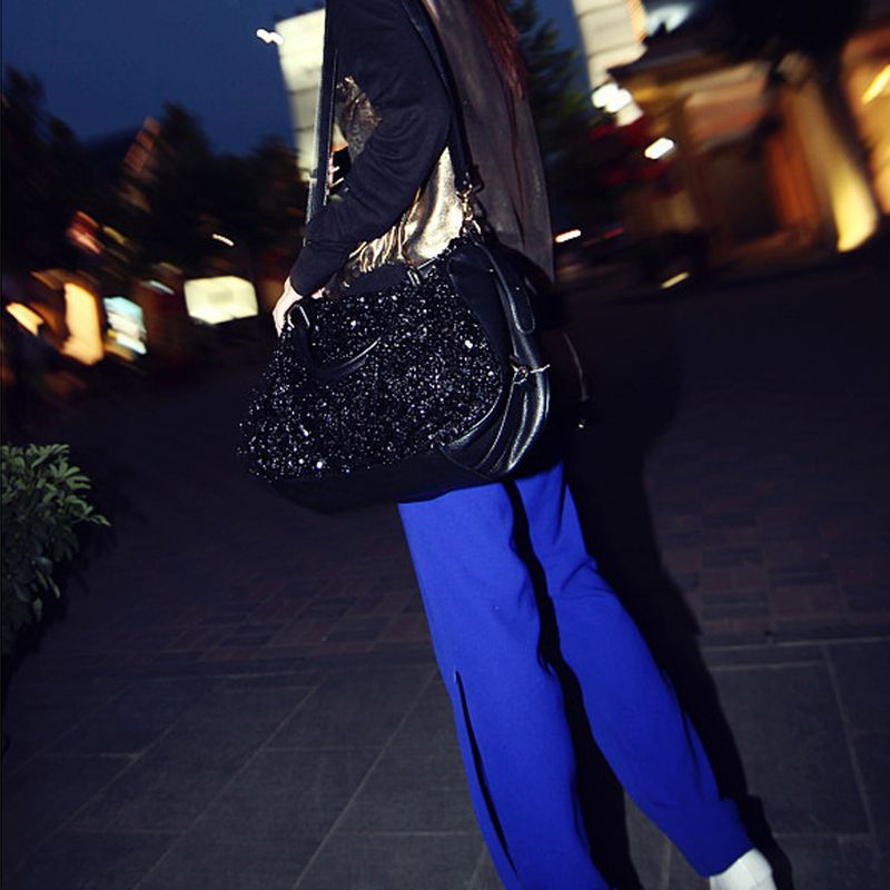 Nuove donne PU signore spalla tracolla paillettes vernice pelle Hobo casual selvaggio superiore-manico borsa cuscino_voghion.com