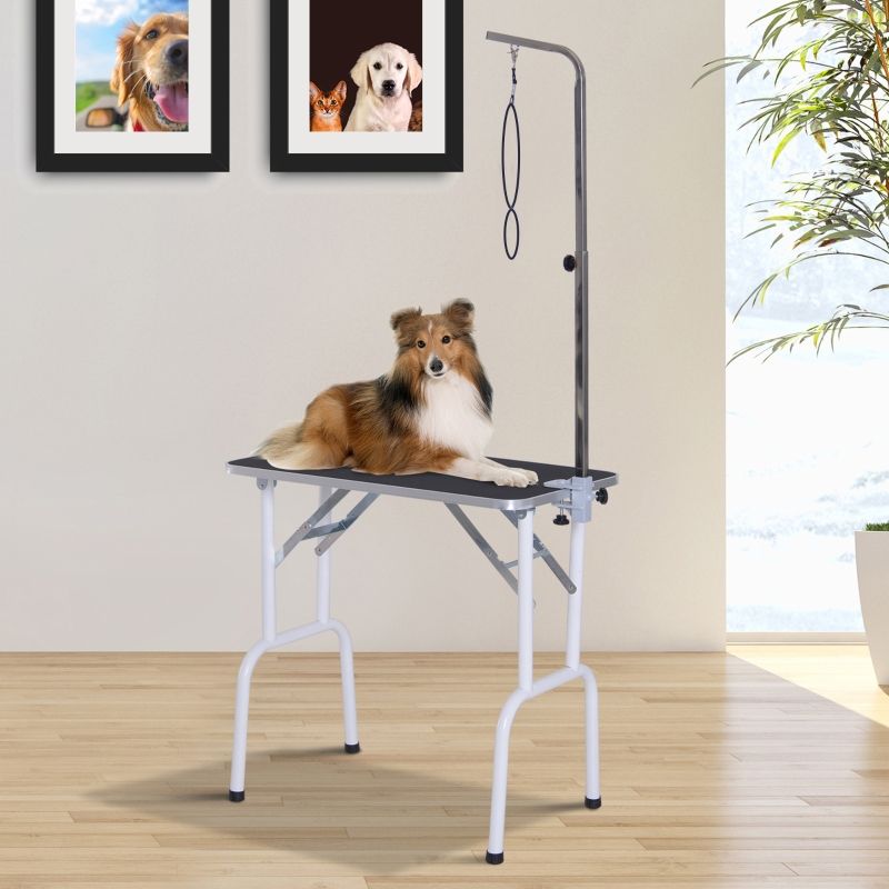 Klappbarer Trimmtisch für Tierpflege, Metall, 81x48,5x80 cm, Schwarz_voghion.com
