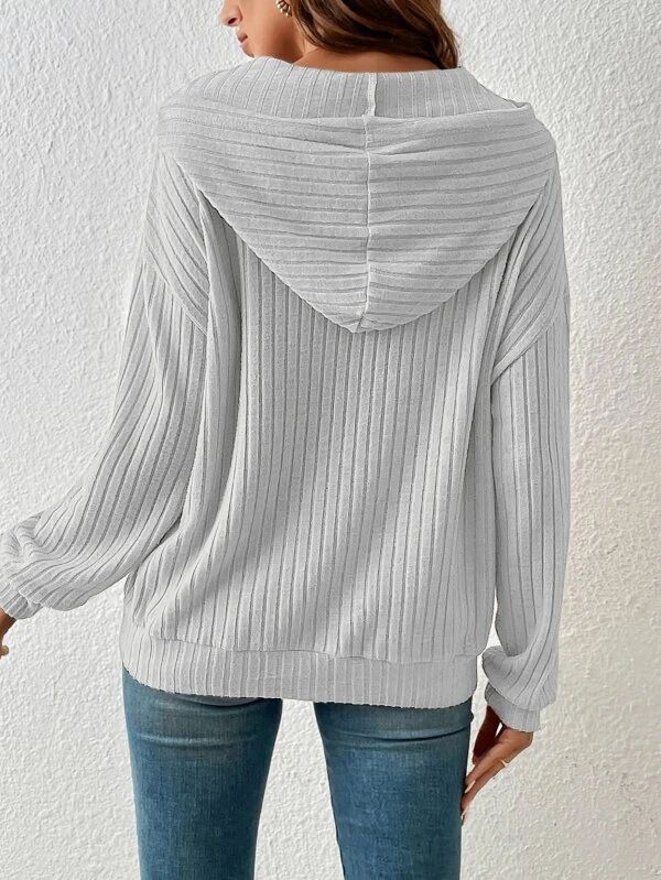 Felpa oversize con cappuccio da donna con tasca a marsupio - Pullover in maglia a righe e quadri, abbigliamento casual da strada, fodera in morbido pile misto cotone_voghion.com