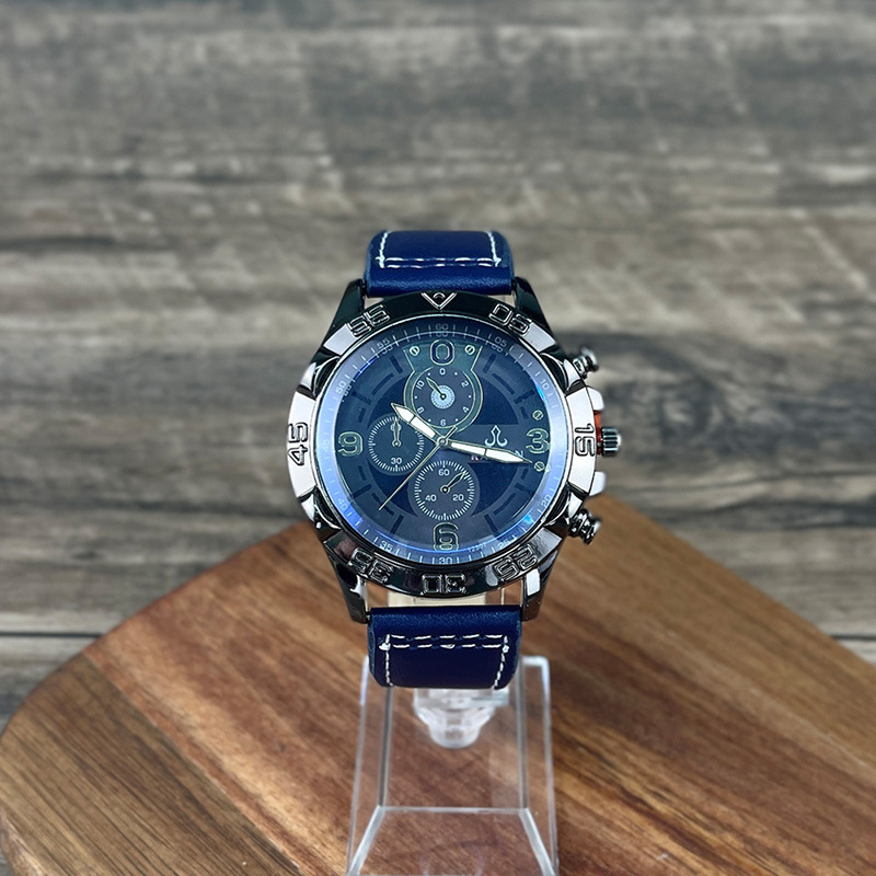 Mode herren trend casual blau licht spiegel große zifferblatt student quarzuhr_voghion.com