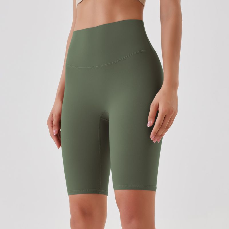 Women's Clothing double-sided brushed yoga shorts without embarrassing lines, buttocks lifting and abdominal control sports running fitness pants_voghion.com