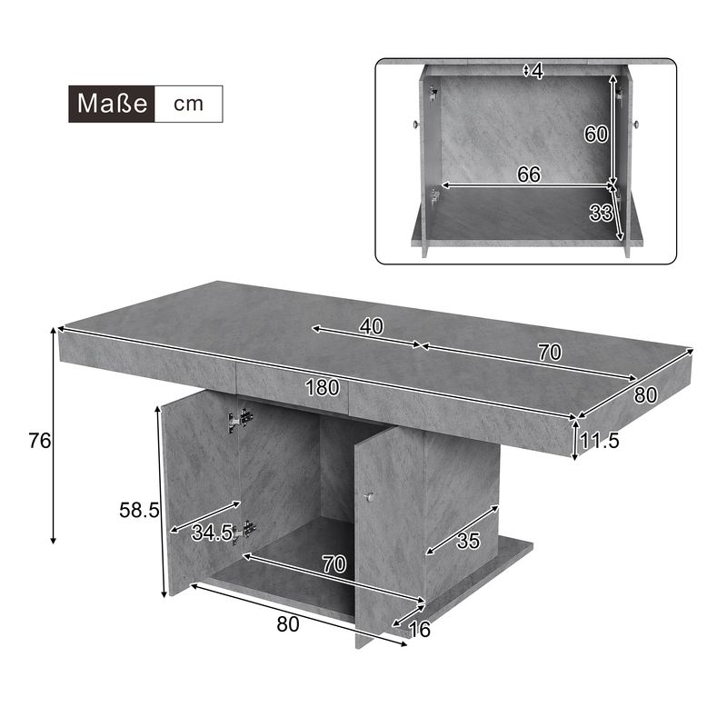 Estisch 140/180x80cm con stauraum, Betonoptik_voghion.com