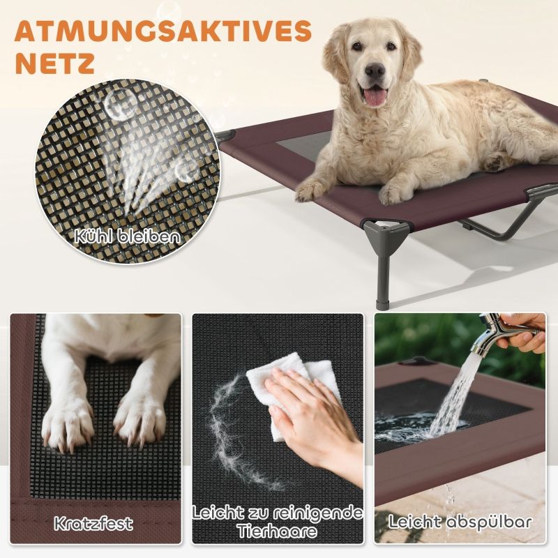 Hundeliege Outdoor Mit Dach Für Grosse Hunde, 91x90cm, Kaffee_voghion.com