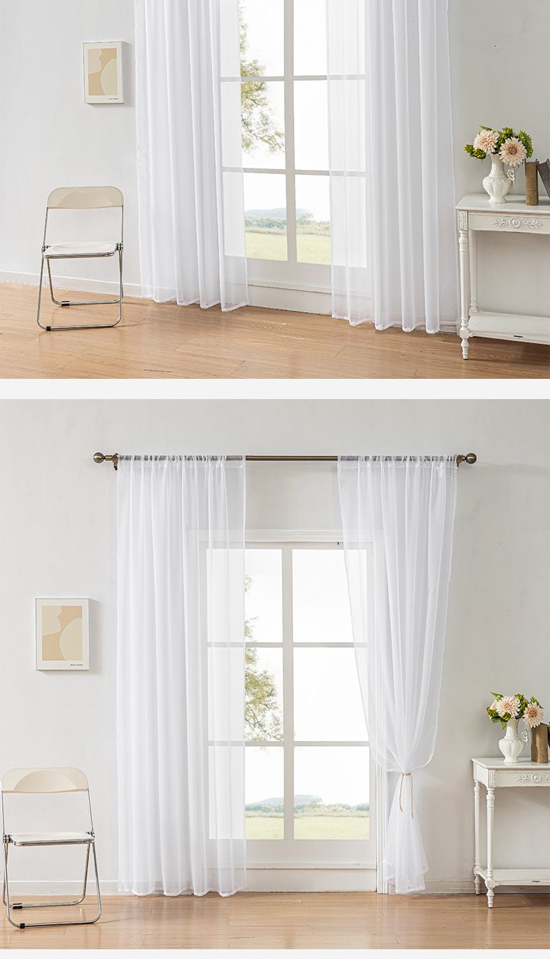 Tende trasparenti in poliestere tinta unita - Tende semitrasparenti filtranti per finestre - Larghezza 52" e lunghezze multiple (design con tasca per asta)_voghion.com