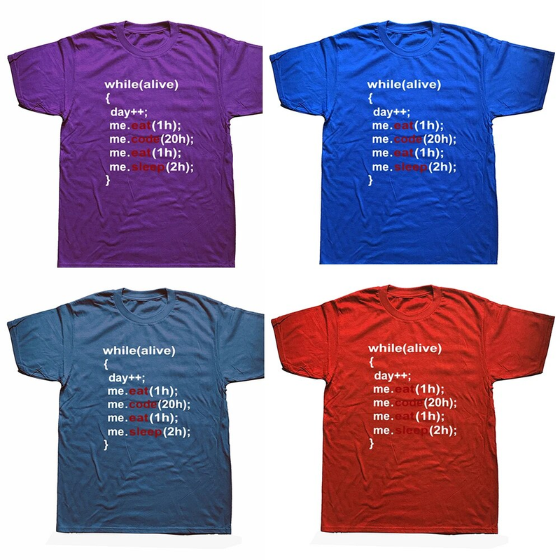 While Alive Programmer T-Shirt Herren Eat Sleep Code Repeat Programming Software Engineer Entwickler Awesome Geek T Shirt_voghion.com
