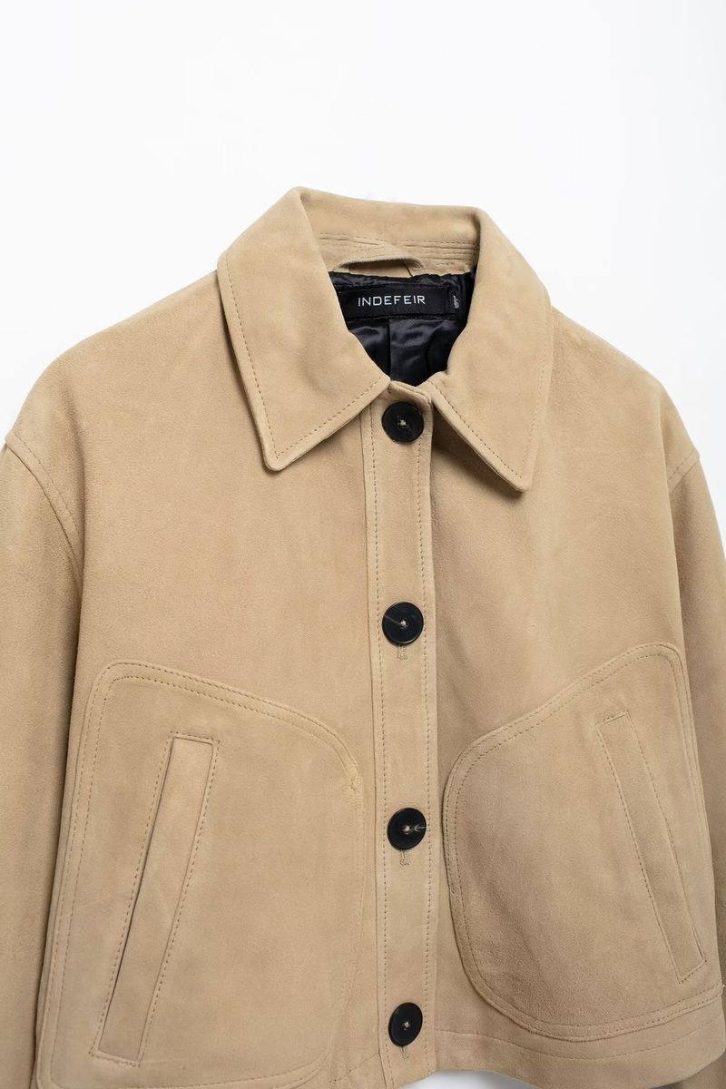 Vêtements pour femmes automne et hiver nouveau style veste courte en velours de peau de cerf à boutonnage simple_voghion.com