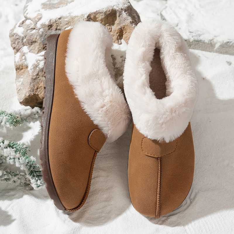 Damen-Schneestiefel mit Fleece, Student College Style, verschleißfest, neue warme Baumwollschuhe für den Winter, Slip-on-Fellschuhe_voghion.com