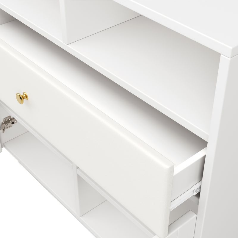 Küchenschrank Weiß 100x90,5cm Mit Glastüren, Credenza Für Küche & Wohnzimmer_voghion.com