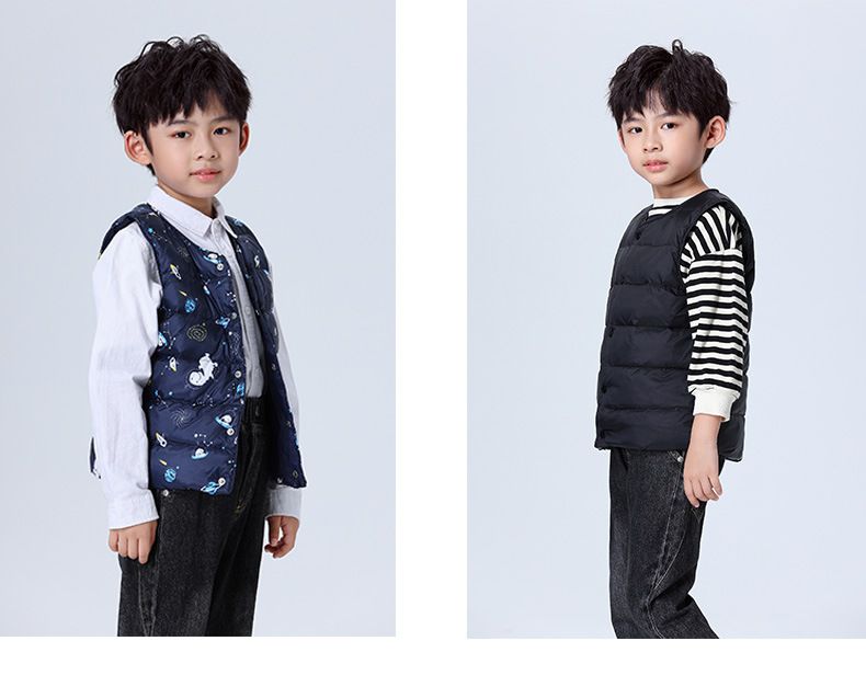Gilet in piumino per bambini 90% piumino d'anatra bianco Autunno e inverno Nuovo fodera per ragazzi e ragazze Taglia media e grande Gilet in piumino per bambini Classe A_voghion.com