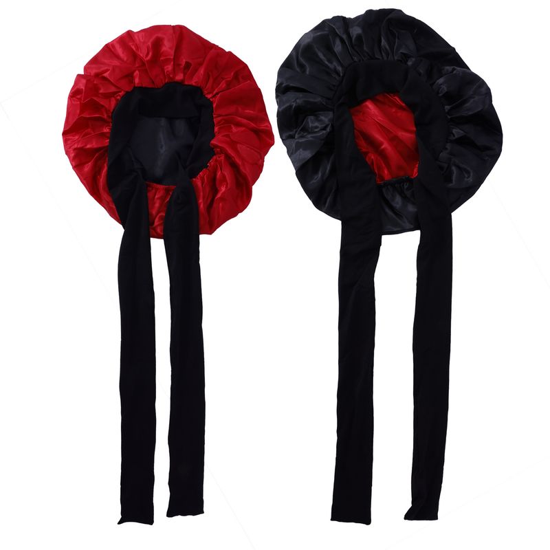 Cuffia da doccia in raso a doppio strato - Tesa larga 36 cm con nastro decorativo e design bicolore per la protezione dei capelli_voghion.com