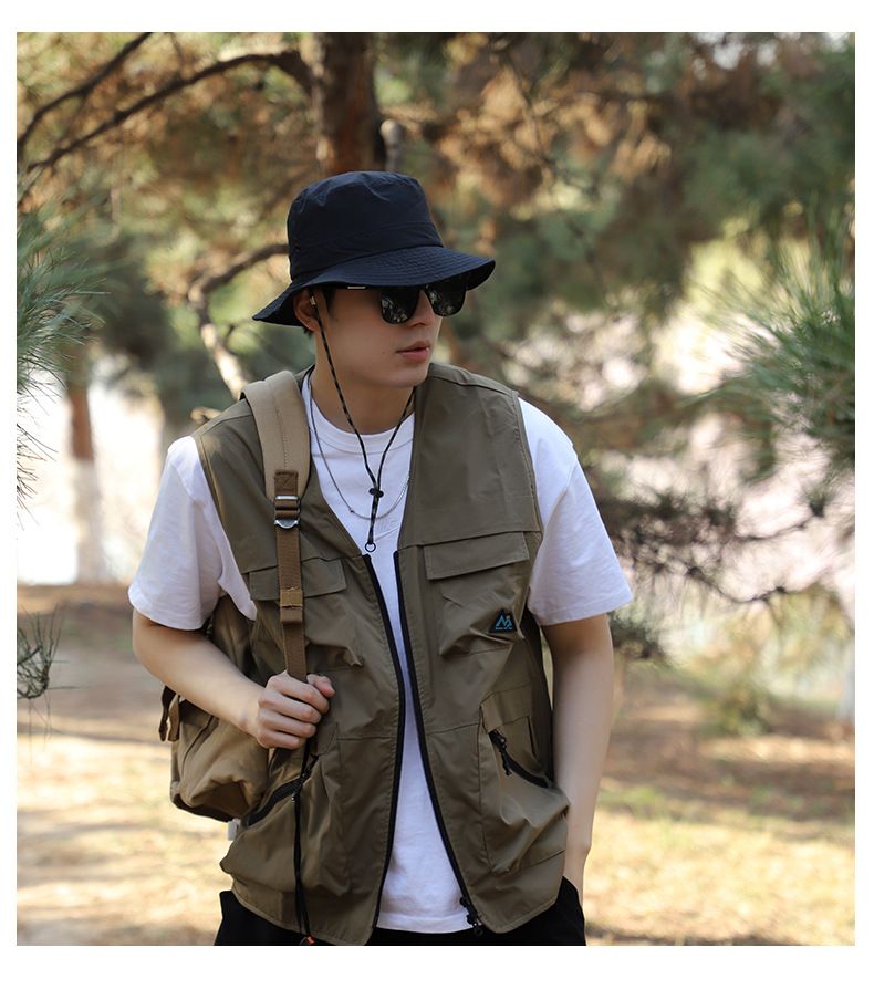 Cappello da pescatore da uomo per attività all'aperto - Protezione solare UPF 50+ e asciugatura rapida per escursionismo/pesca - Stile Boonie ripiegabile_voghion.com