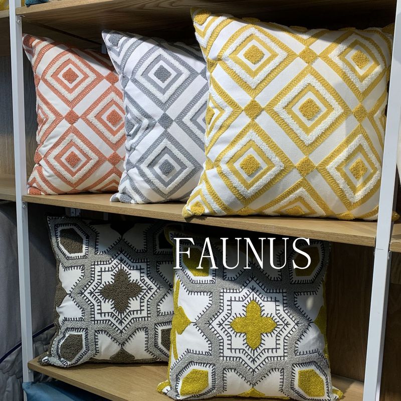 Modern Geometric Linen Embroidery Pillow Cover - Minimalist American Style Throw Pillow For Sofa & Home Decor_voghion.com