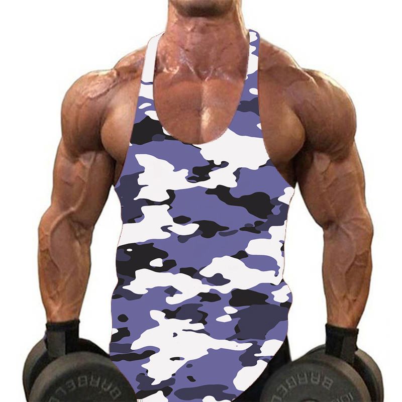 2024 Herren U-Ausschnitt ärmelloses Outdoor-Sport- und Fitness-Top Camouflage Weste Herrenbekleidung_voghion.com