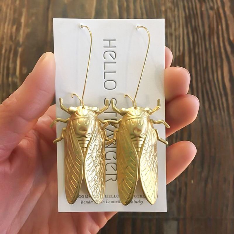 Ohrringe heiß-verkauf mode neue produkte Insekt goldene zikade ohrringe handgemachte zikade ohrringe ohr haken_voghion.com