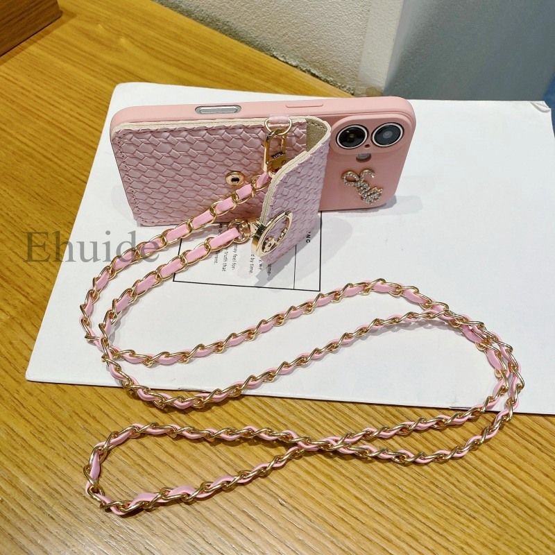 Portemonnee Diamond Case voor Samsung Galaxy A56 A06 A55 A35 A15 A54 S24 FE S25 Ultra A36 A16 Crossbody Strap Lanyard Leren Hoes_voghion.com