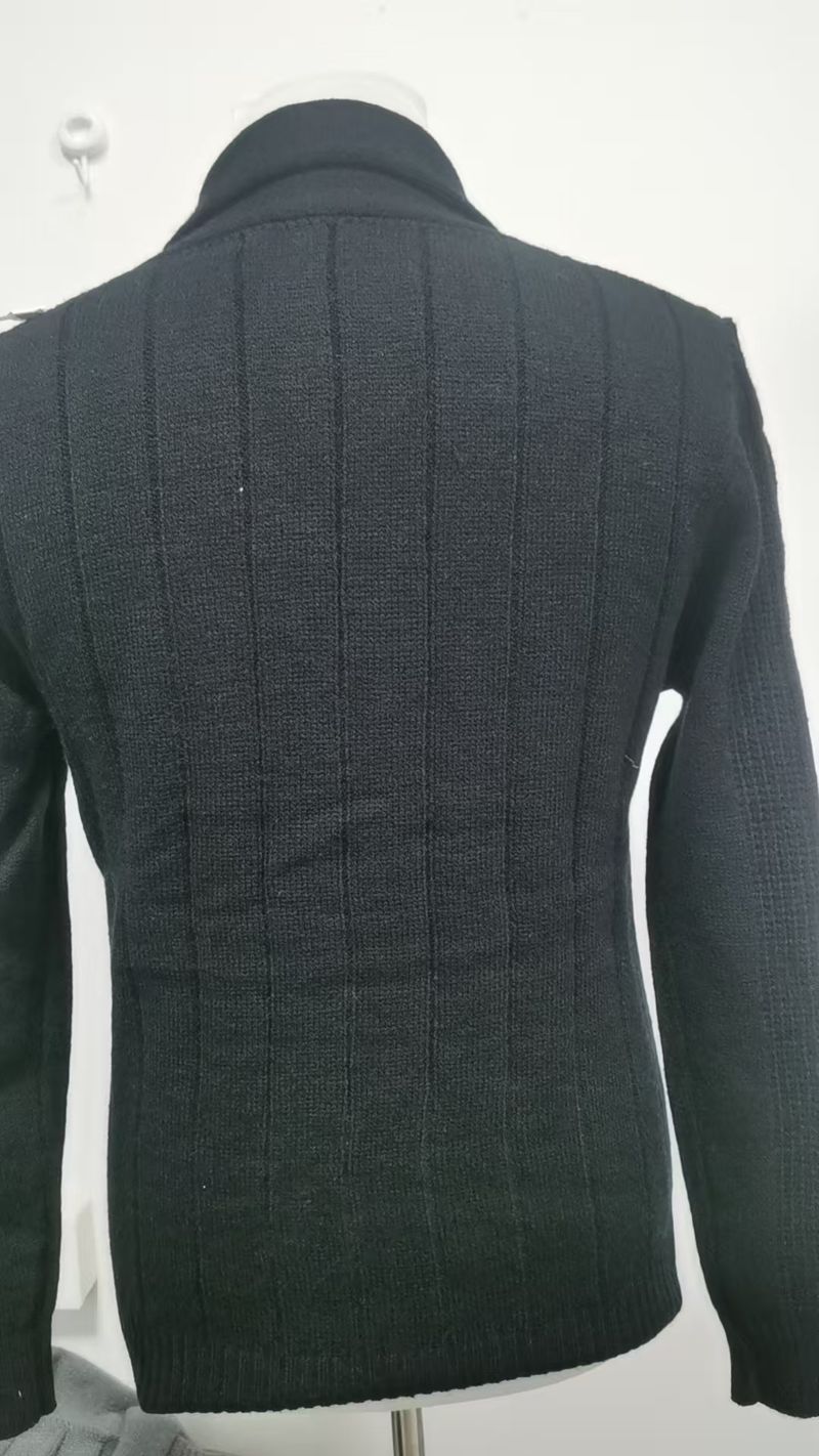 Heren Diamond Knit Cardigan Slim Fit Trui - Lange Mouw Omslagkraag Trui Voor Herfst/Winter - Acrylmix Warm Casual & Business Casual_voghion.com