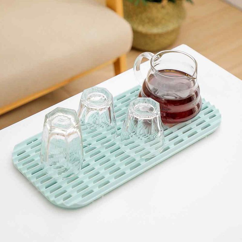 Vassoio di scarico cavo multifunzionale da 4 pezzi, vassoio rettangolare in plastica per il tè, vassoio per la frutta domestica_voghion.com