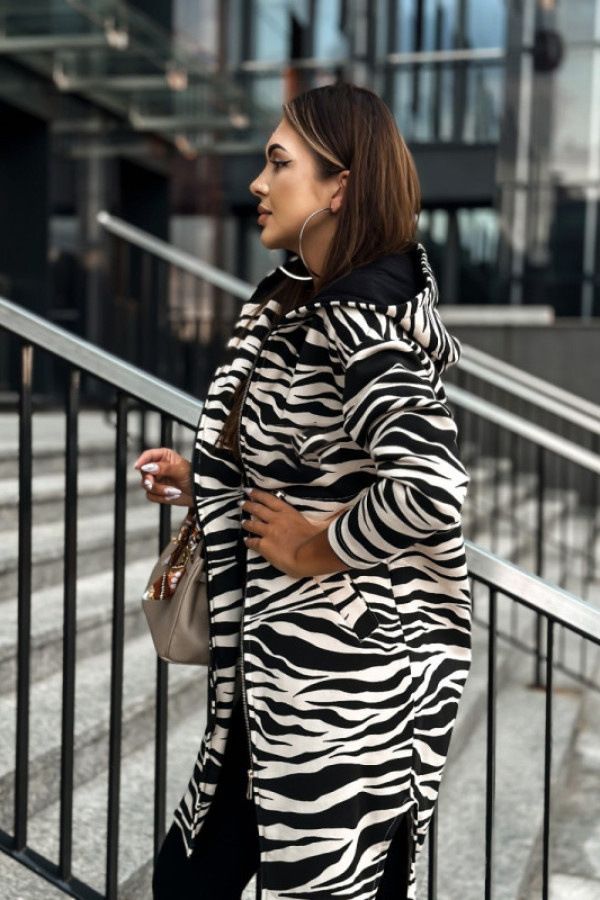 Abbigliamento da donna Autunno e inverno Giacca stampata con cappuccio a maniche lunghe Giacca a vento casual a vita media_voghion.com