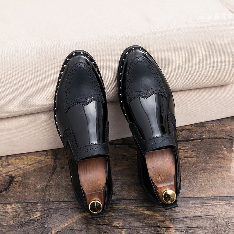 Four Seasons Hairstylist Casual für Männer Spitz Leder Britischen Stil Herrenschuhe_voghion.com