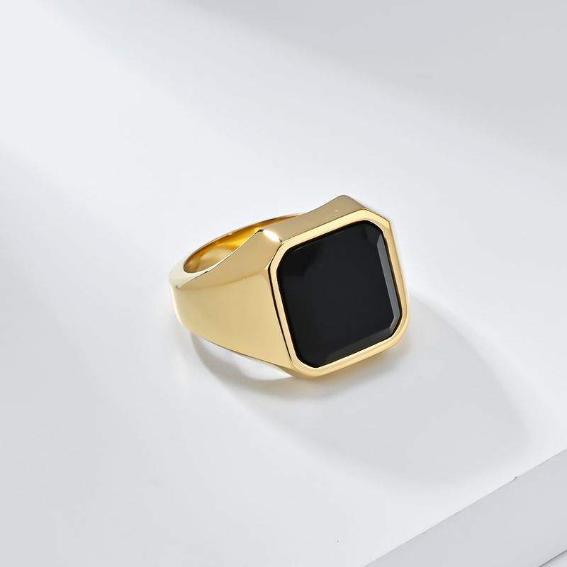 Gioielli da uomo, stile leggero e lussuoso, anello in acciaio inossidabile con gemma artificiale, gioiello in acciaio al titanio, gioiello da mano King Feel_voghion.com