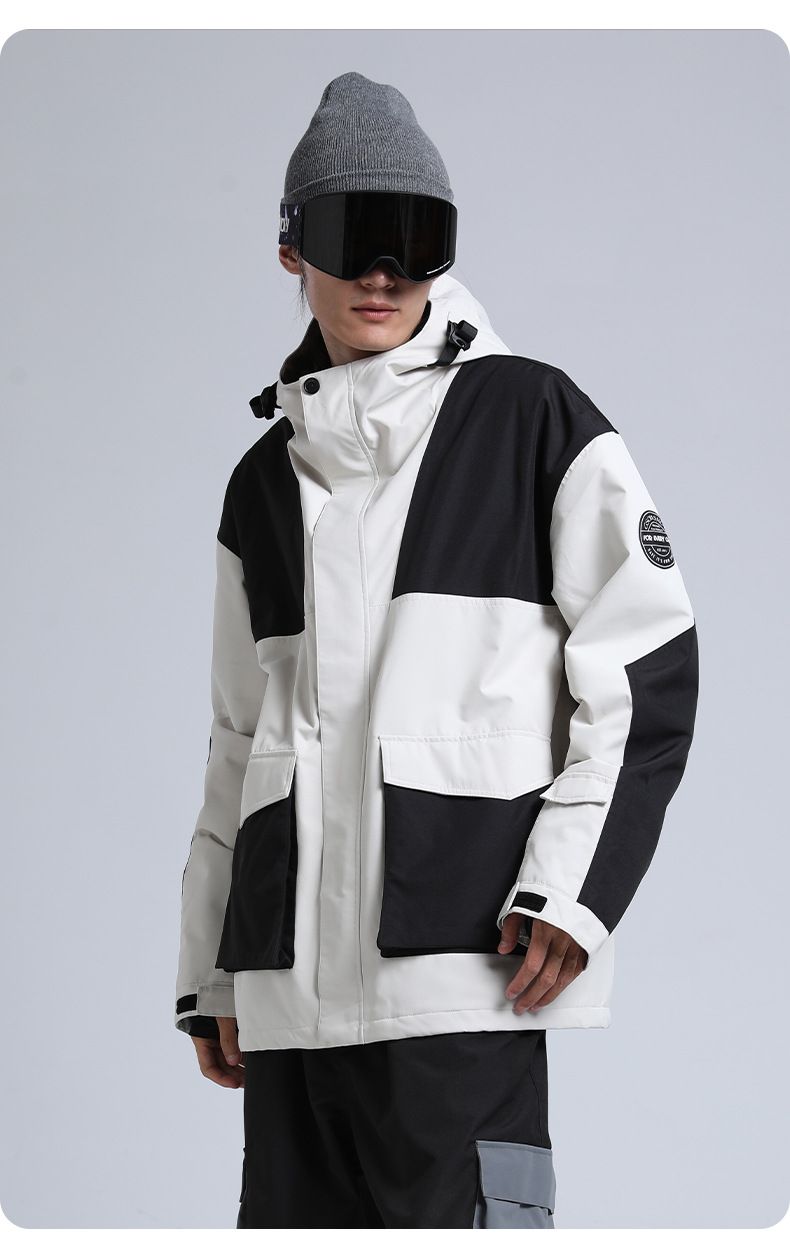 Neuer Skianzug für Herren, Snowboard, winddicht, wasserdicht, Farbspleißen, lockerer Outdoor-Sport, professioneller Schneeanzug_voghion.com
